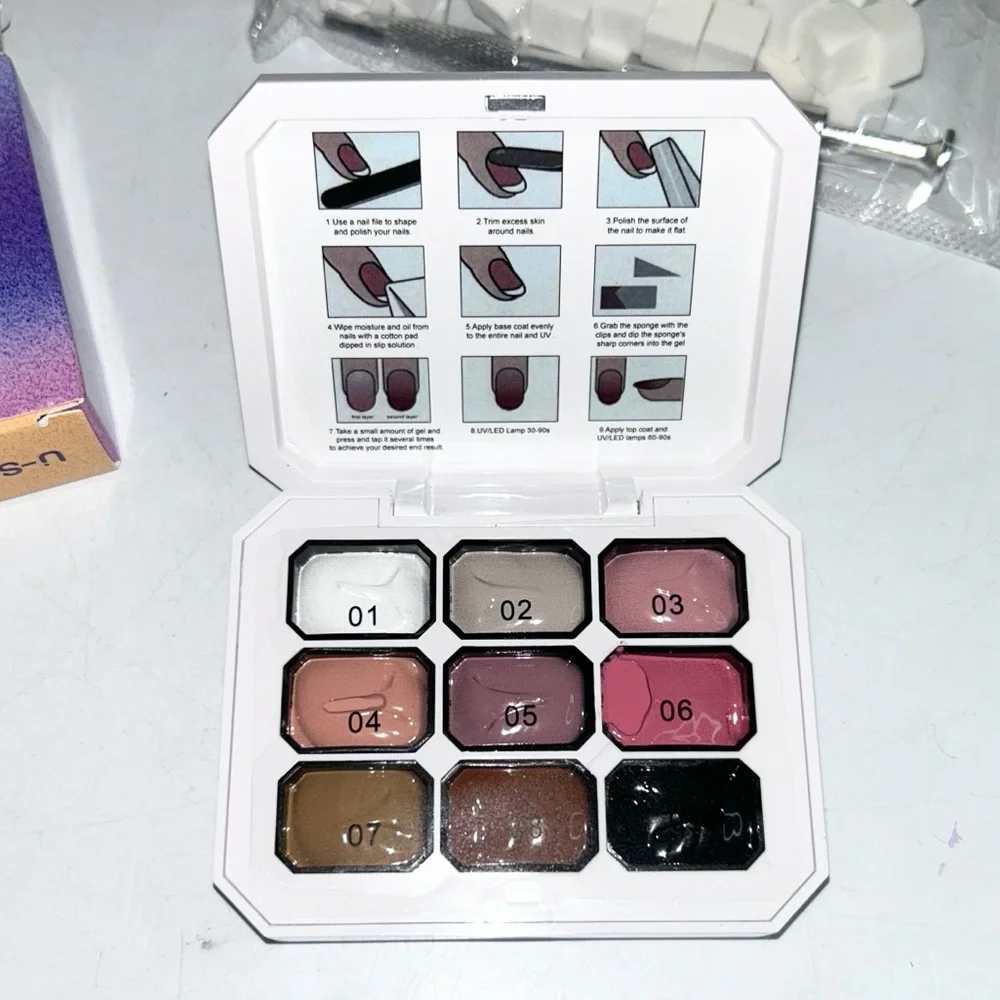 9 Color Ombre Nail Palette Case
